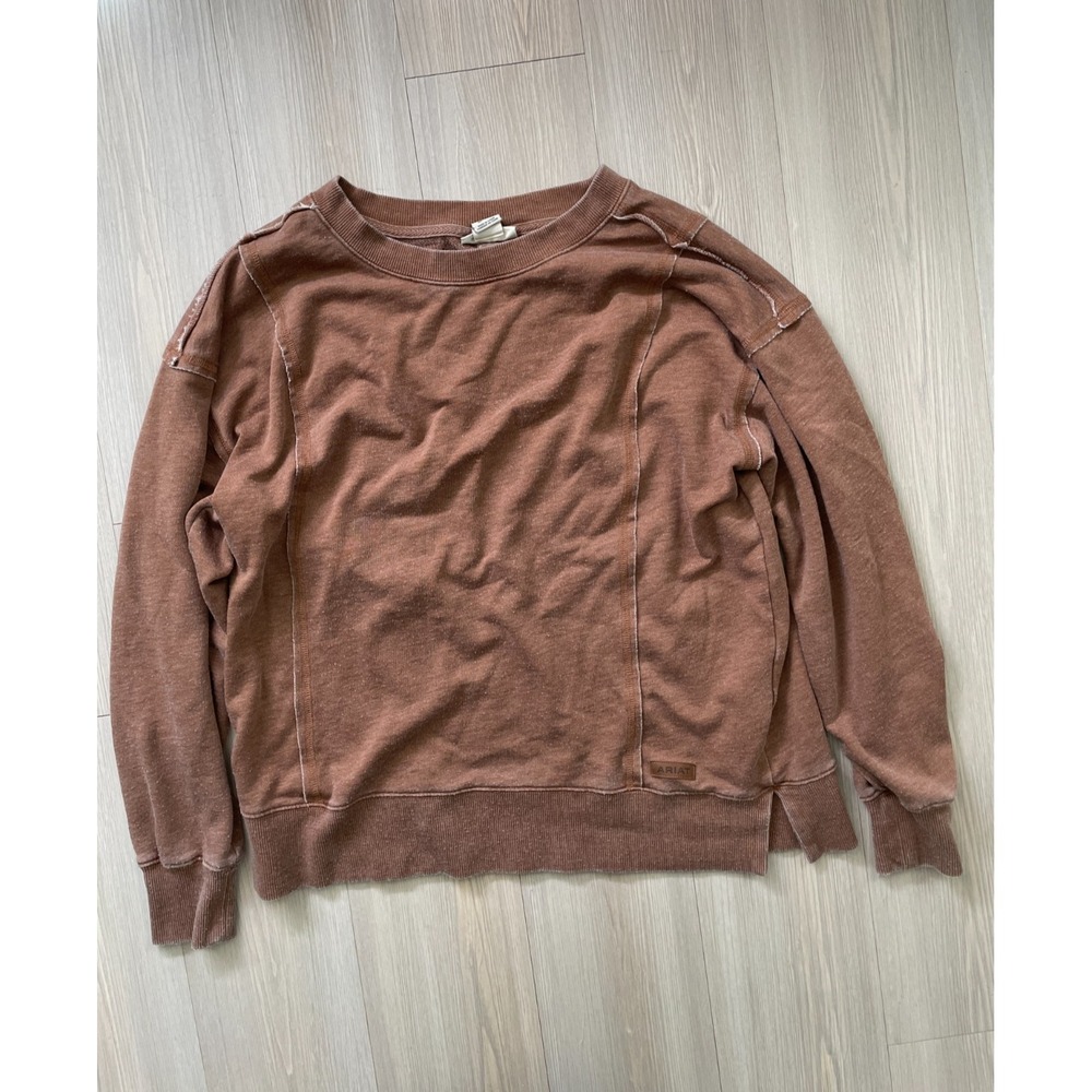 Ariat Women's Caramel Brown Crewneck Pullover Sweatshirt Size M Cozy